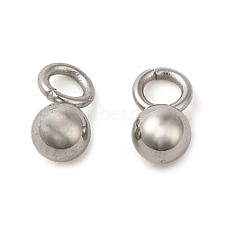 201 Stainless Steel Charms, Ball Charm, Stainless Steel Color, 6x3mm, Hole: 1.6mm(STAS-A093-01A-P-1)