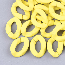 Spray Painted Acrylic Linking Rings, Quick Link Connectors, For Curb Chains Making, Rubberized Style, Twist, Yellow, 29x20.5x6mm(ACRP-S675-05B)