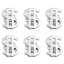 6Pcs Dollar Sign Brass Lapel Pin Backs for Backpack Clothes, Platinum, 19.5x15mm(JEWB-FH0003-06)