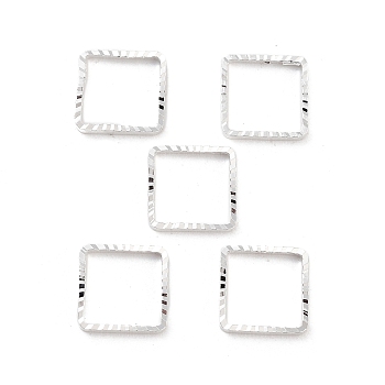 Brass Beads Frames, Cadmium Free & Lead Free, Square, 925 Sterling Silver Plated, 8x8x1mm