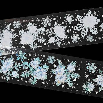 Winter Theme PET Waterproof Adhesive Tape, Snowflake Decorative Tape for DIY Scrapbooking, Card Making, Flower, 50x0.1mm, 2m/roll