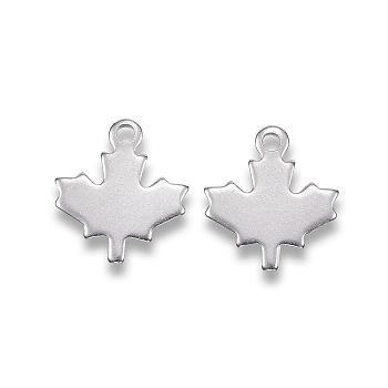 Autumn Theme 201 Stainless Steel Charms, Maple Leaf, Stainless Steel Color, 13x12x0.8mm, Hole: 1.2mm