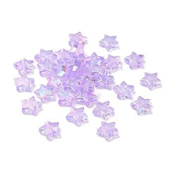 Eco-Friendly Transparent Acrylic Beads, Star, AB Color, Lilac, 10x4mm, Hole: 1.5mm, about 2250pcs/500g