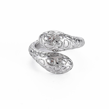 Snake Shape Rack Plating Alloy Cuff Rings, Open Rings, Cadmium Free & Lead Free, Platinum, US Size 7(17.3mm)