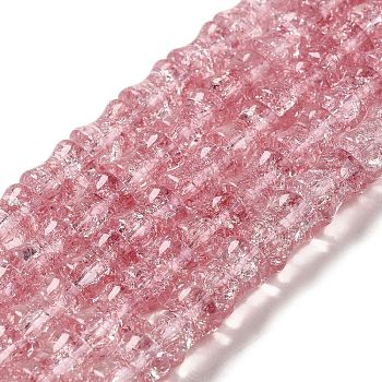 Transparent Crackle Glass Beads Strands, Bamboo Joint, Pale Violet Red, 8x10.5mm, Hole: 1.7mm, about 38pcs/strand, 15.35''(39cm)