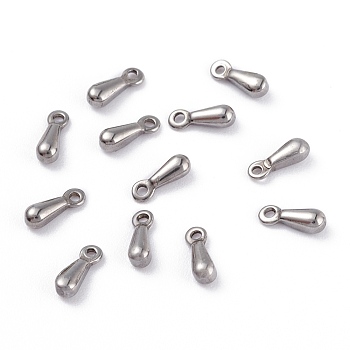304 Stainless Steel Charms, Chain Extender Teardrop, Stainless Steel Color, 7.5x2.5x2.3mm, Hole: 1mm