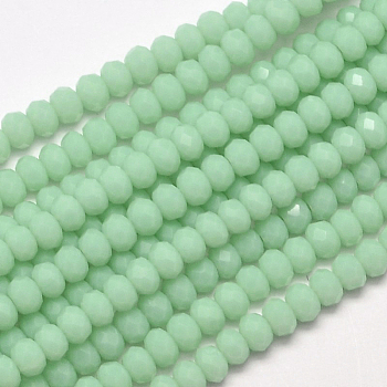Faceted Rondelle Glass Beads Strands, Pale Green, 3.5x2mm, Hole: 0.5mm, about 148pcs/strand, 14.9 inch