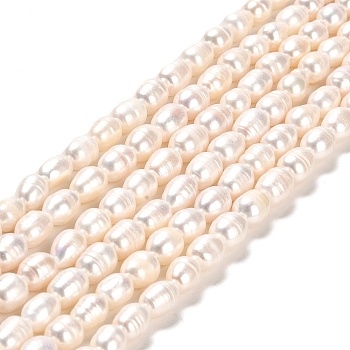 Natural Cultured Freshwater Pearl Beads Strands, Rice, Grade A+, Seashell Color, 8.5~10.5x6.5~7.5mm, Hole: 0.7mm, about 35~39pcs/strand, 13.19 ~13.58''(33.5~34.5cm)