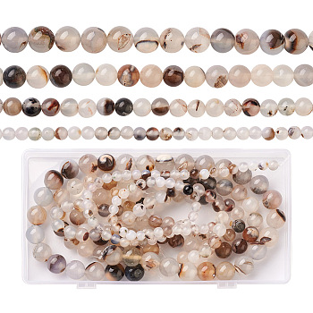 4 Strands 4 Sizes Natural Agate Round Beads Strands, 6~12mm, Hole: 1mm, 1strand/size