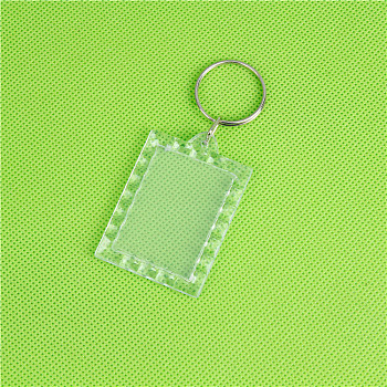 Acrylic Photo Frame Keychain, with Iron Split Key Rings, Rectangle, Clear, 5.6cm