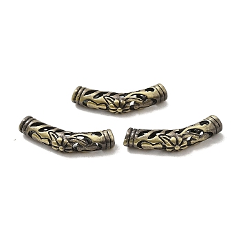Tibetan Style Rack Plating Brass Beads, Curved Tube, Long-Lasting Plated, Antique Bronze, 26.5x5mm, Hole: 3.5mm