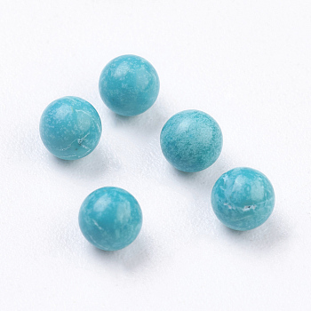 Natural Magnesite Beads, Gemstone Sphere, Dyed, Round, Undrilled/No Hole Beads, Gemstone Sphere, Deep Sky Blue, 3mm