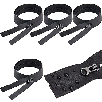 Nylon Zipper Sewing Accessories, with Alloy Zipper Puller, for DIY Woven Bag, Black, 620x32x5mm