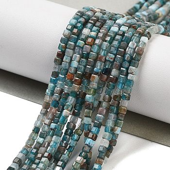 Natural Blue Apatite Beads Strands, Faceted Table Cut Cube, 2x2x2mm, Hole: 0.6mm, about 175pcs/strand, 15.35''(39cm)