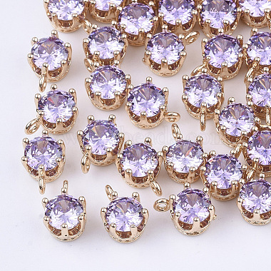 Light Gold MediumPurple Crown Brass+Glass Charms