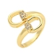 Brass Micro Pave Clear Cubic Zirconia Open Cuff Ring for Women(RJEW-M173-03A-G)-1