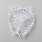 Bridal Pearl Mesh Veil Cloth Hair Bands, Hair Accessories for Women, White, Inner Diameter: 128x110mm(MRMJ-WH0082-05A-02)