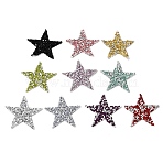 Plastic Clothing Patches, with Resin Rhinestone, Star, Mixed Color, 60x60x2.5mm, 10pcs/set(FIND-PH0016-07)