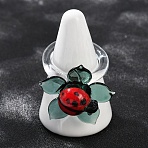 Rotatable Handmade Lampwork Rings, Flower, Ladybug, 26x27.5mm, US Size 8(18.1mm)(RJEW-P158-02B)