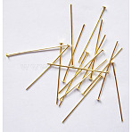 Iron Flat Head Pins, Cadmium Free & Nickel Free & Lead Free, Golden, 40x0.75~0.8mm, about 6400pcs/1000g(HPG4.0cm-A-NF)