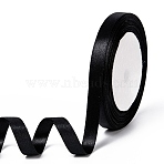 2 Rolls Single Face Satin Ribbon, Polyester Ribbon, Valentines Day Gifts, Boxes Packages, Black, 3/8 inch(10mm), about 25 yards/roll(OCOR-DJ0001-03A-04)
