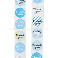 Thank You Stickers Roll, Self-Adhesive Stickers, Flat Round, for Presents Decoration, Sky Blue, 25mm 500pcs/roll(DIY-R084-14B)