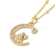 Brass Micro Pave Clear Cubic Zirconia Pendants Necklaces, The 12 Animals of the Chinese Zodiac, Real 18K Gold Plated, Monkey, 17.28 inch(43.9cm)(NJEW-K269-05G-01)