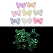 Luminous Transparent Acrylic Beads, with Glitter Powder, Glow in the Dark Beads, Bowknot, Mixed Color, 14x22.5x6.5mm, Hole: 1.5mm, 495pcs/500g(OACR-E041-11)