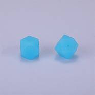 Hexagonal Silicone Beads, Chewing Beads For Teethers, DIY Nursing Necklaces Making, Light Cyan, 23x17.5x23mm, Hole: 2.5mm(SI-JX0020A-21)