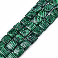 Synthetic Malachite Beads Strands, Square, 14x14x5.5mm, Hole: 1.2mm, about 28pcs/strand, 15.16 inch~15.35 inch(38.5~39cm)(G-N326-140D)