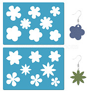 Acrylic Earring Handwork Template, Card Leather Cutting Stencils, Deep Sky Blue, Flower, 130x90x2mm, 2pcs/set(DIY-WH0359-077)