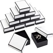 Paper Box, Snap Cover, with Sponge Mat, Jewelry Box, Rectangle, White, 9x7x3.1cm(CON-NB0001-66)