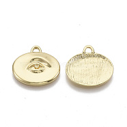 Alloy Pendants, Oval with Eye, Light Gold, 18x19.5x2.5mm, Hole: 2x2mm(PALLOY-S132-012)