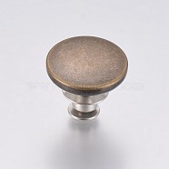 Alloy Button Pins for Jeans, Flat Round, Antique Bronze & Platinum, 17x14mm(PALLOY-TAC0009-04ABP)