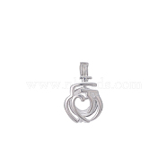Hollow Brass Bead Cage Pendants, Heart Charms, Silver, 14mm(FIND-PW0024-27B)