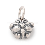 Fine Silver 3D Butterfly Charms, with Jump Rings, Antique Silver, 9.5x10x5mm, Hole: 4mm(STER-D300-05AS)