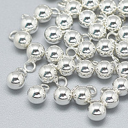 925 Sterling Silver Charms, Round, Silver, 6.5x4mm, Hole: 1~1.5mm(X-STER-T002-234S)