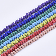 Spray Painted Non-magnetic Synthetic Hematite Beads Strands, Triangle, Mixed Color, 4x4.5x3mm, Hole: 0.5mm, about 138pcs/strand, 16.14 inch(41cm)(G-T124-19)
