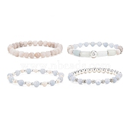 4Pcs 4 Style Natural & Synthetic Mixed Gemstone & 304 Stainless Steel Beaded Stretch Bracelets Set for Women, 2-1/8~2-1/4 inch(5.4~5.6cm), 1Pc/style(BJEW-JB09116)