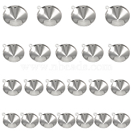 304 Stainless Steel Pendant Rhinestone Settings, Cone, Stainless Steel Color, 11~17x8.5~14.5x3~5.5mm, Hole: 1mm, 120pcs/box(STAS-UN0010-26)