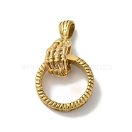 PVD Vacuum Plating 304 Stainless Steel Big Pendants, Skeleton Hand & Ring Charm, Golden, 50mm, Hole: 8x5mm(STAS-B069-52G)