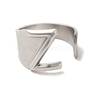201 Stainless Steel Finger Rings, Letter Z, Inner Diameter: 18mm(RJEW-H223-04P-Z)
