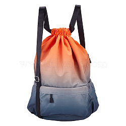 Oxford Cloth Drawstring Waterproof Backpack, Gradient Color Gym Storage Bags Oraganizer, for Fitness, Travel, Rectangle, Orange, 48.5x41x0.5cm(ABAG-WH0032-65C)