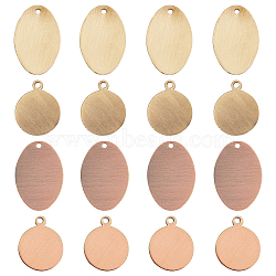 PANDAHALL ELITE Brass Charms, Stamping Blank Tag, Long-Lasting Plated, Flat Round & Oval, Mixed Color, 32pcs/box(KK-PH0002-16)