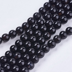 Natural Black Onyx Beads Strands, Dyed, Grade AB, Round, Black, 4mm, Hole: 0.8mm, 15.5 inch(X-G-H1567-4MM)