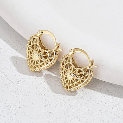 Brass Hollow Hoop Earrings for Women, Real 18K Gold Plated, 23x19mm(SE4999-2)