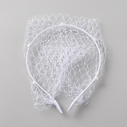 Bridal Pearl Mesh Veil Cloth Hair Bands, Hair Accessories for Women, White, Inner Diameter: 128x110mm(MRMJ-WH0082-05A-02)