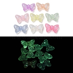 Luminous Transparent Acrylic Beads, with Glitter Powder, Glow in the Dark Beads, Bowknot, Mixed Color, 14x22.5x6.5mm, Hole: 1.5mm, 495pcs/500g(OACR-E041-11)