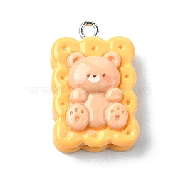 Resin Pendants, with Iron Findings, Bear, 26.5x16.5x9mm, Hole: 2mm(RESI-I058-04A-01)