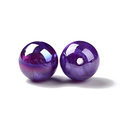 Opaque Acrylic Beads, with Glitter Powder, AB Color Plated, Round, Dark Violet, 16x15mm, Hole: 2mm(OACR-A010-01B-01)